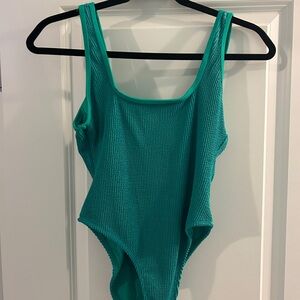 Green Textured One-Piece Swimsuit